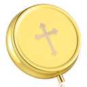 Weysat Pyx for Communion Host Catholic Polished Gold Brass Latin Cross Pyx/keepsake Box for Holy Communion Priests Deacons Eucharist Holy Gift,1.97 Inch(Classic)
