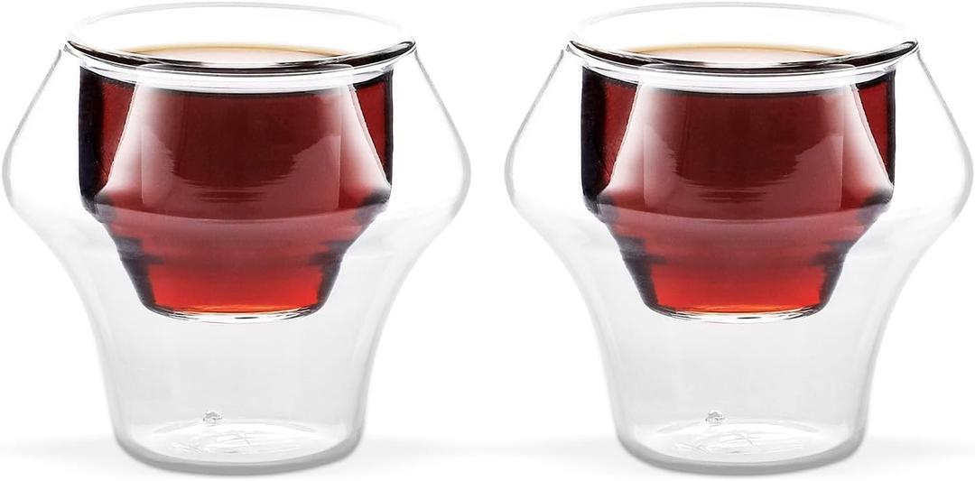 MHW-3BOMBER Espresso Cups Double Wall Glass Coffee Mugs Set of 2 Shot Glass Insulated Coffee Tea Mug Home Barista Coffee Accessories G6202-OS