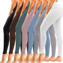 yeuG 7 Pack High Waisted Leggings for Women Tummy Control Soft Workout Yoga Pants Full Length & Capri (XX-Large-3X-Large, 011#black,coffe,green,rosy,blue,lightgrey,white)
