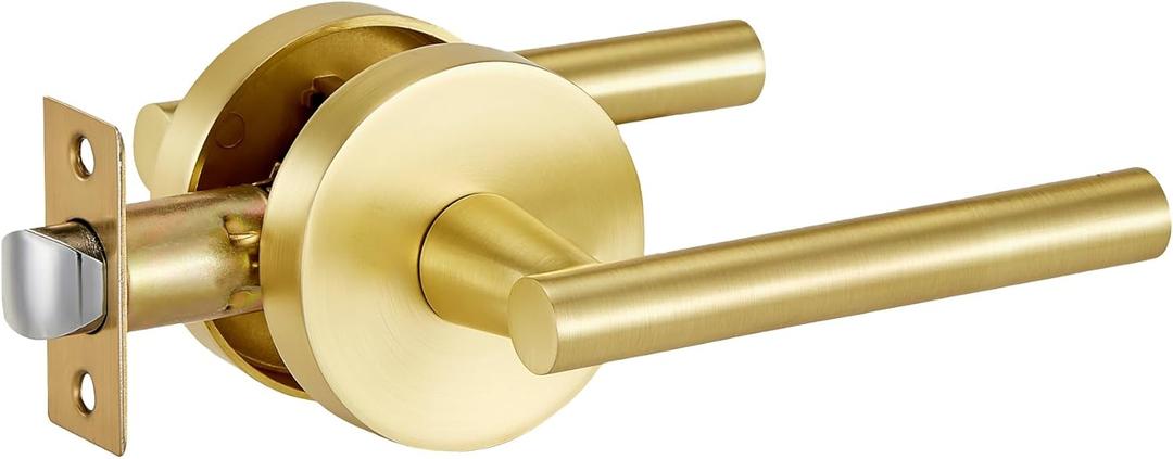 Lethato Gold Passage Door Handles, Closet Door Handles Gold,Brushed Gold Dummy Closet Handle, Door Handle Passage for Closet/Hallway(1 Pack)
