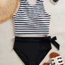 Aqua Eve Women High Waisted Bikini Set Racerback Swimsuit Two Piece Bathing Suit High Neck Swimwear (L)