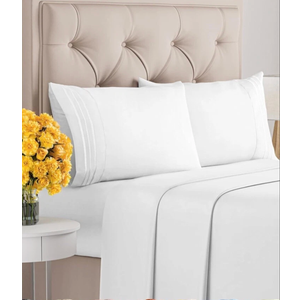 CGK Linens Unlimited Full 4 Piece Sheet Set White Ultra Soft Deep Pockets