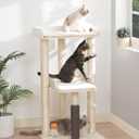 FourFurPets 43.7" Cat Tree, Modern Cat Tree Tower, Cat Tower for Indoor Cats Large Adult, Cat Condo with Scratching Post, Large Perch and Removable Pads, White