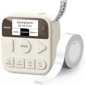 Makeid Label Maker Machine with Tape, S1 Pro Bluetooth LCD Display Labeler, One-Click Quick Print Inkless Magnetic Label Printer for Kitchen Home School Office Organization