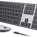 seenda Wireless Bluetooth Keyboard and Mouse Combo, SKM64-3 Rechargeable Slim Quiet Keyboard Mouse, 3 Multi-Device Connection, Compatible for Windows 11/10 PC Laptop Mac MacBook iPad, Black Silver