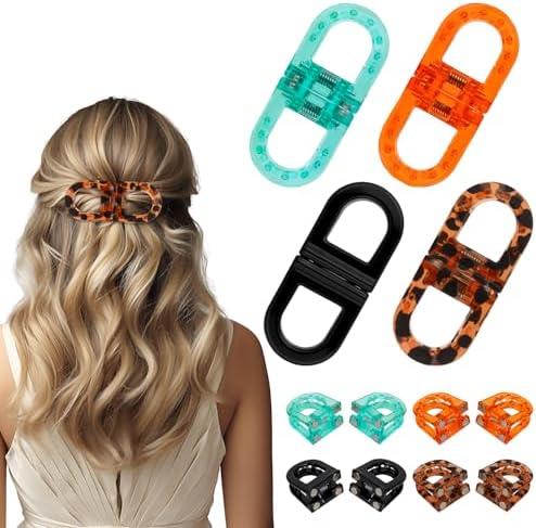 Magnetic Hair Clips, Strong Hold No-Slip Magnetic Hair Styling Clips, Clip No Crease Hair Types Strong Hold, Seamless 2-in-1 Design for Easy Everyday Hairstyles (4pcs)