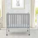 Delta Children Folding Portable Mini Baby Crib with 1.5-inch Mattress - Greenguard Gold Certified, Grey