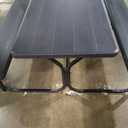 Giantex Picnic Bench Set Outdoor Camping All Weather Metal Base Wood-Like Texture Backyard Poolside Dining Party Garden Lawn Deck Large Picnic Tables for Adult (Black)