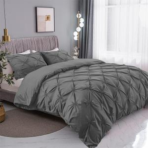 Bedding Queen Comforter Cover, 3 Pieces Set Solid Color Queen Duvet Cover Set 1 Comforter Cover and 2 Pillowcases with Zipper ClosureComforter Not Included (Silver Gray, Queen 90''*90'')