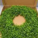 24Inch Spring Wreaths for Front Door OutsideGreen Wreath Boxwood Wreaths Realistic Spring Summer Front Door Wreath for Wall Window Porch Farmhouse Garden Wedding Party Home Decor