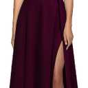 MUSHARE Women's V Neck Sleeveless Split Formal Dress Cocktail Party Prom Long Dresses (Red, XL)
