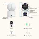 JAIOTlink Indoor Pet Security Camera for Dog Cat, 360 Pan Tilt Baby Monitor, 2.5k Dual-Lens WiFi Camera with Phone App, 2.4G/5G WiFi, AI Human & Pet Detection, Compatible with Alexa