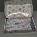 Jongyance American Mahjong Tile Set(1.41”), 160 Acrylic Engraved Mahjong Tiles(Light Blue) with Carrying Bag and Accessories