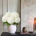 DuHouse 4Pcs Large Hydrangea Artificial Flowers,20 inch Latex Real Touch Hydrangeas Lifelike Hydrangea Flower for Home Wedding Bouquets Centerpieces Party Living Room Decoration(White)