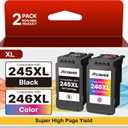246XL 245XL Ink Cartridge Replacement for Canon 245XL 246XL Combo Pack Compatible for Canon Ink 245 and 246 Work for Pixma TS202 TS3122 TR4520 TR4522 iP2820 MX490 MX492 MG2522 MG2420 MG2920, 2 Pack