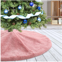 Christmas Tree Skirt 36 inch Pink Faux Fur Soft Fluffy Ornaments Xmas Tree Skirts for Xmas Tree Ornaments and Party Holiday Decorations