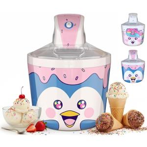 Cooler Concepts 1.2 Qt Penguin Electric Ice Cream Maker for Kids  Best Countertop Ice Cream Machine for Homemade Soft Serve, Sorbet, Gelato, Frozen Yogurt  Fun Desserts for Families, Easy to Clean
