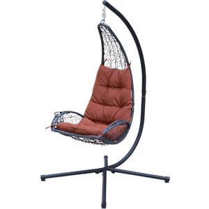 Cushioned Rattan Wicker Hanging Chair with Stand