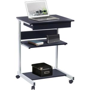 Techni Mobili, Portable Computer Desk, Workstation, Stand with Printer Shelf, Rolling Laptop Cart with Storage, Black Graphite