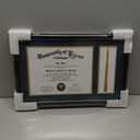 GraduationMall 11x17 Black Wood Diploma Frame with Tassel Holder for 8.5x11 Certificate Document,Real Glass,Navy Blue over Gold Mat