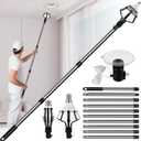 18FT Reach Light Bulb Changer High Ceilings-12FT Ceilings & Recessed Lights Bulb Replacement Tool, Adjustble Extension Assembled with Baskets and Suction Cup