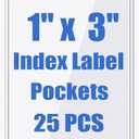 Origin-Joy 25 PCS Self-Adhesive Index Label Pockets, Clear Plastic Peel & Stick Card Holders with Top Open for Loading (1 x 3 inch)