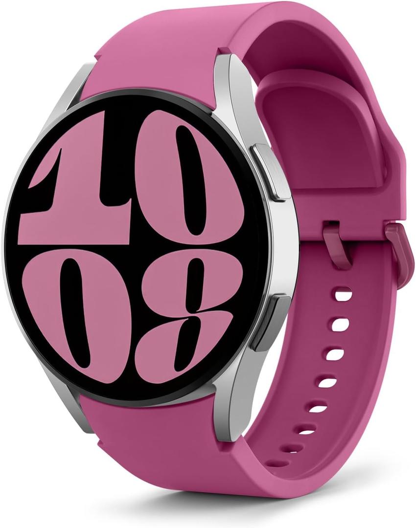 MoKo No Gap Band Compatible with Samsung Galaxy Watch 7 6 5 4 FE Band 40mm 44mm/Watch 5 Pro 45mm/6 4 Classic 43mm 47mm 42mm 46mm, 20mm Soft Silicone Sport Strap for Women Men, Wine Red
