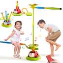 Pobaiyi 5 in 1 Musical Jump Toys, Toss Ring Game Stomping Launch Rocket Launcher for Kids, Obstacle Avoidance & Jump Squating Toy Games Remote Control Outdoor & Indoor Toys for Ages 4-8 8-13