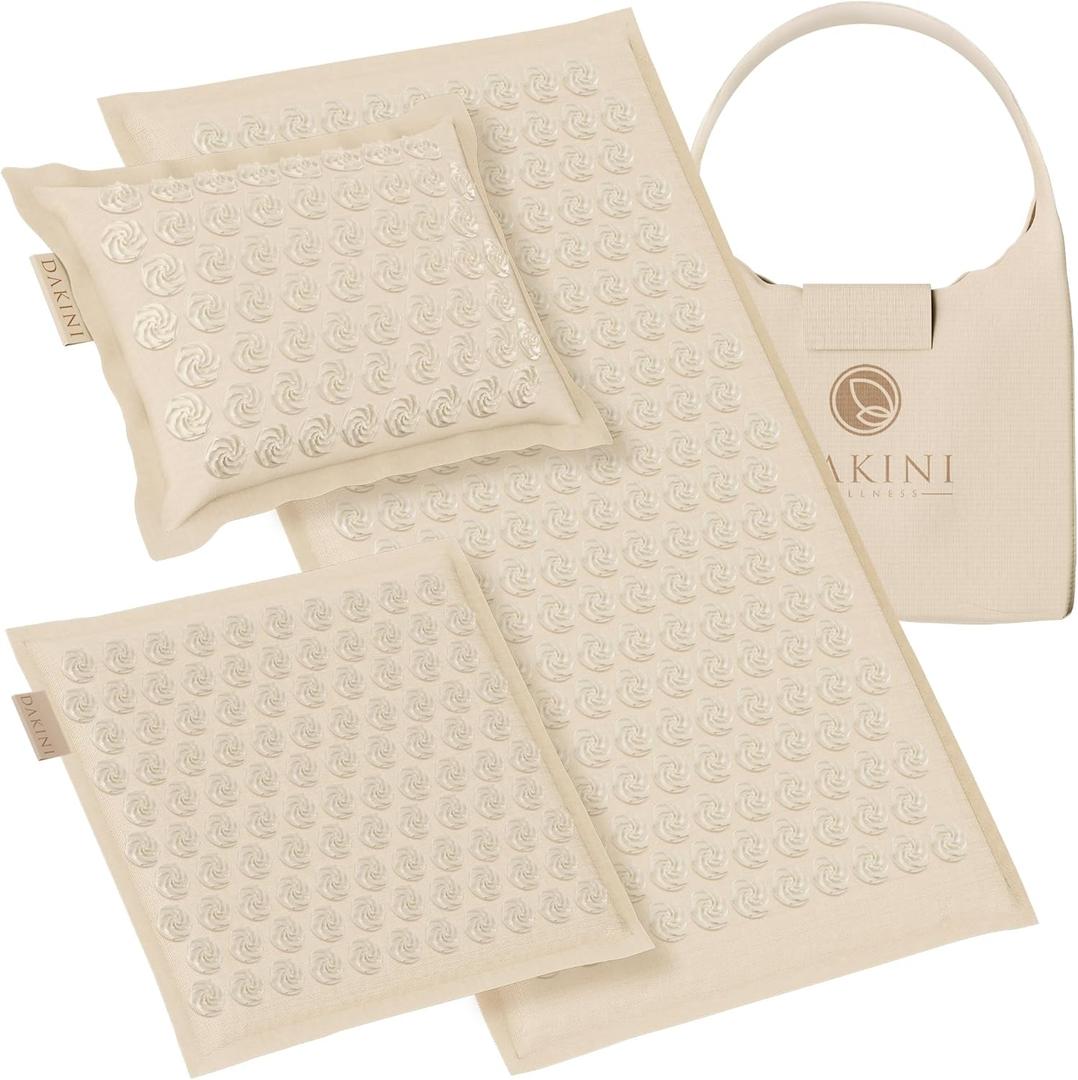 Dakini Premium Linen Acupressure Mat and Pillow Set with Mini Pad - Acupuncture Mat Full Body Pain Relief