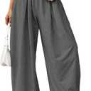 SweatyRocks Women's Barrel Pants Wide Leg High Waist Baggy Sweatpants Elastic Oversized Athletic Joggers Trousers (Large, Dark Grey)