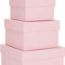 Stockroom Plus Gift Box Set - 4 Piece Assortment, Pink - Nesting & Stackable Pink Square Boxes with Lids for Weddings, Birthdays & Favors