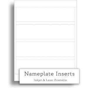 White Printable Nameplate Inserts - 8" x 2" - Blank Perforated Paper Nameplate Inserts for Inkjet & Laser Printers - Heavyweight Cardstock - 4 per Page - 25 Sheets / 100 Blank Inserts