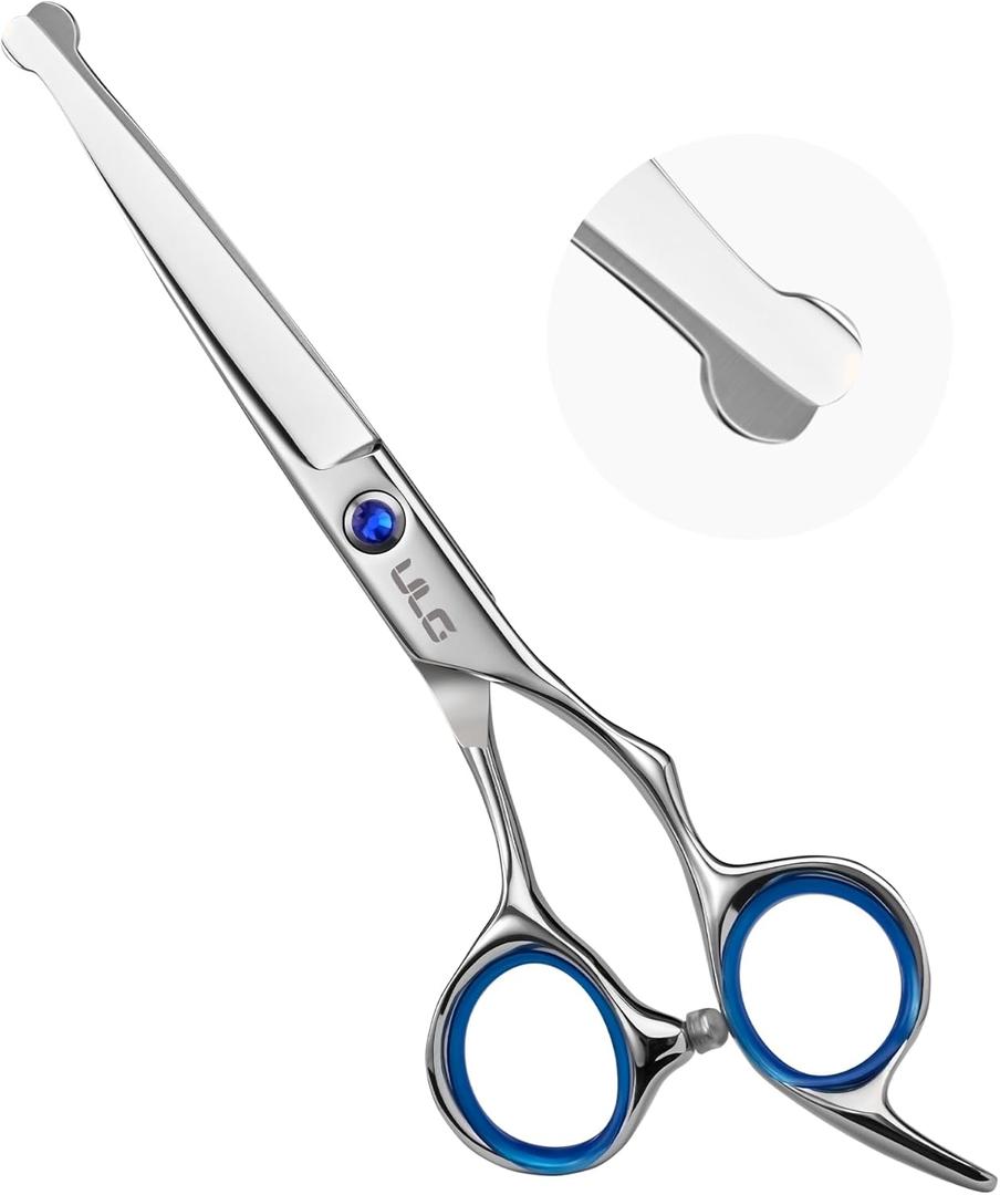 ULG Hair Cutting Scissors for Kids, 6.5” Safety Round-Tip Hair Scissors for Baby Toddler Children Hair Cutting and Trimming, Ergonomic Offset Handles, 100% Japanese Stainless Steel, Ultra Sharp