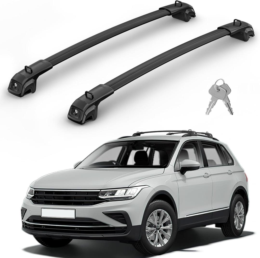 330Lbs Roof Rack Cross Bars Compatible with Volkswagen VW Tiguan 2018-2026 (Not for Limited) & Taos 2022-2026, Heavy Duty Aluminum Roof Rails Top-Mount Crossbars Rooftop Cargo Carrier