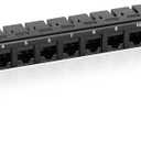 Tecmojo 12-Port Cat6 Patch Panel, 0.5U Rack Mount Modular Panel with Keystone Coupler, for 10" Server Rack & Network Cabinet, Gigabit Ethernet, Black
