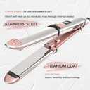 Rozamor 2-in-1 Titanium Ionic Flat Iron,Professional Hair Straightener & Curler, Fast Heating, Dual Voltage, Pink, for All Hair Types