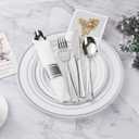 BESTVIP 875 Piece Silver Plastic Dinnerware Set for 125 Guests
