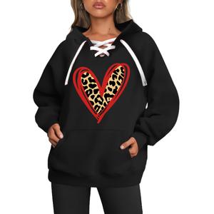 Casual Sweatshirt for Women: Funny Love Heart Graphic Long Sleeve Pullover Top Size Small