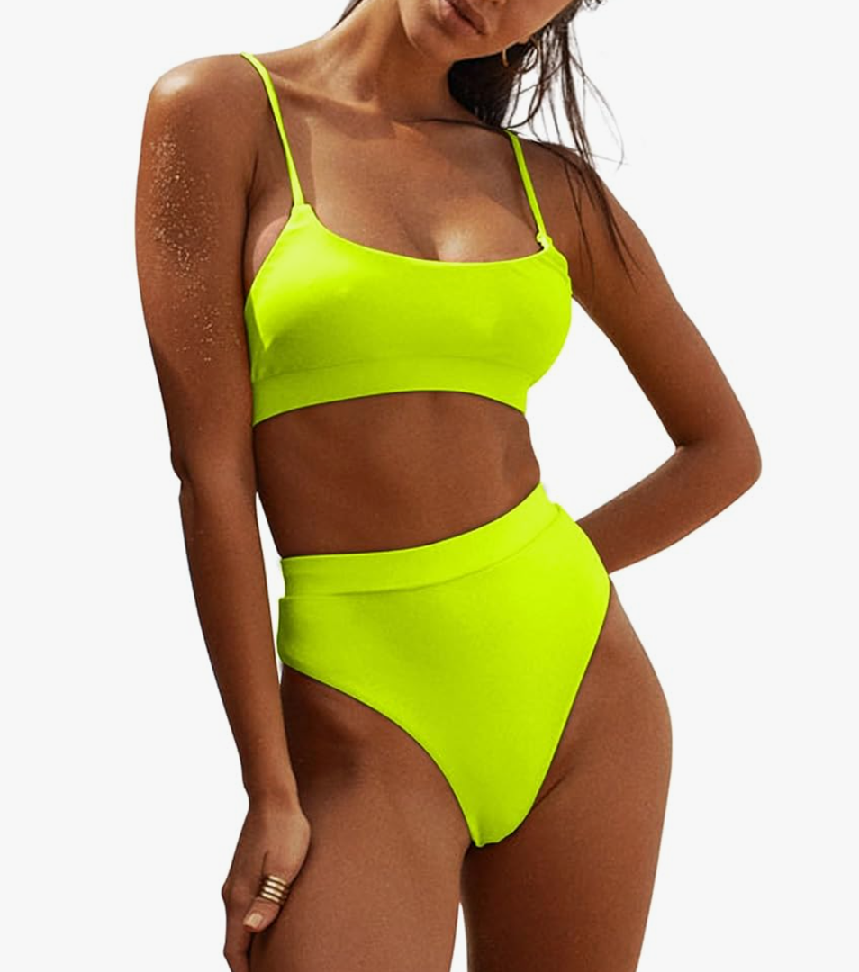 MELYUM High Waisted Bikini Sets for Women Two Piece Swimsuit Tummy Control Bathing Suit Cheeky Bottoms Push Up Top XL