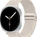 Braided Magnetic Bands for Samsung Galaxy Watch 8 Band 40mm 44mm/8 Classic 46 mm Women/Men,Elastic Nylon Fabric One Click No Gap Sport Strap for Samsung Galaxy Watch 8 Classic Band 46mm/8 44 mm 40 mm (02-Starlight)