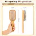 BFWood Bamboo Hair Brush with Steel Bristles, Metal Hair Brush Help Hair Growth and Massaging Scalp, Anti-frizz Metal Detangling Brush Styling Hairbrush