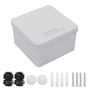 LeMotech Junction Box, Electrical Box IP65 Water Resistant Dustproof ABS Plastic Project Enclosure for Electronics White 3.1 x 3.1 x 1.9 inch