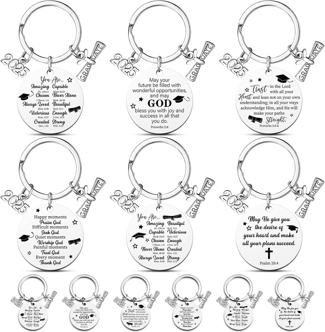 Landical 12 Pcs Graduation Gifts for Her Him Class of 2026 Gifts Keychain Bulk for College High School Gifts for Women Men