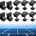Anbte 10 PCS Solar Panels Brackets 40mm, Aluminium 6 x T-Shaped Mid Clamps + 4 x End Clamps, Solar Panel Mounting Brackets for Metal, Tin, Flat, Sheet Roofs, RV, Black