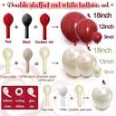 Red White Balloon Garland Dark Red Double Stuffed Balloons Arch Kit Set For Birthday Mothers Day Valentine Engagement Anniversary Bridal Shower Party Decorations