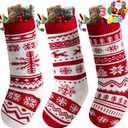 JOYIN 3 Pack 18" Knit Christmas Stockings, Large Rustic Yarn Xmas Stockings for Family Holiday Decorations