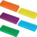 OLYCRAFT 5PCS Polypropylene Microcentrifuge Tube Rack, Double Panel 60-Well Centrifuge Test Tube Holder for Chemistry Laboratory - Assorted Colors