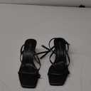 Women's Kitten Heel Strappy Open Square Toe Thong Ankle Strap Heels for Wedding 5.5