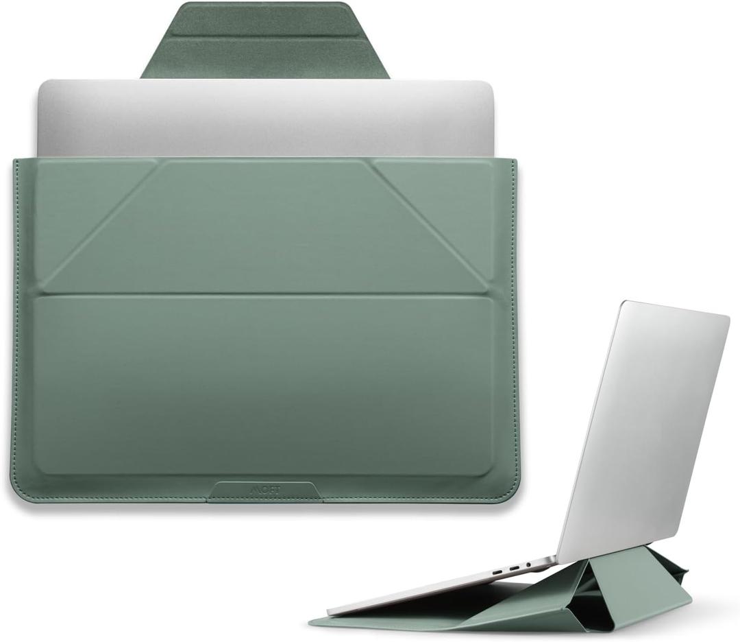 MOFT Laptop Carry Sleeve, 2-in-1 Laptop Bag & Stand for 14" MacBook Air/Pro & Dell/HP/Lenovo/Asus, Stylish Slim Computer Sleeve Bag with Expandable Storage for Computer Accessories, Seafoam