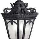 Kichler Tournai 99" 3 Light Outdoor Pendant Light with Clear Seeded Glass in Textured Black